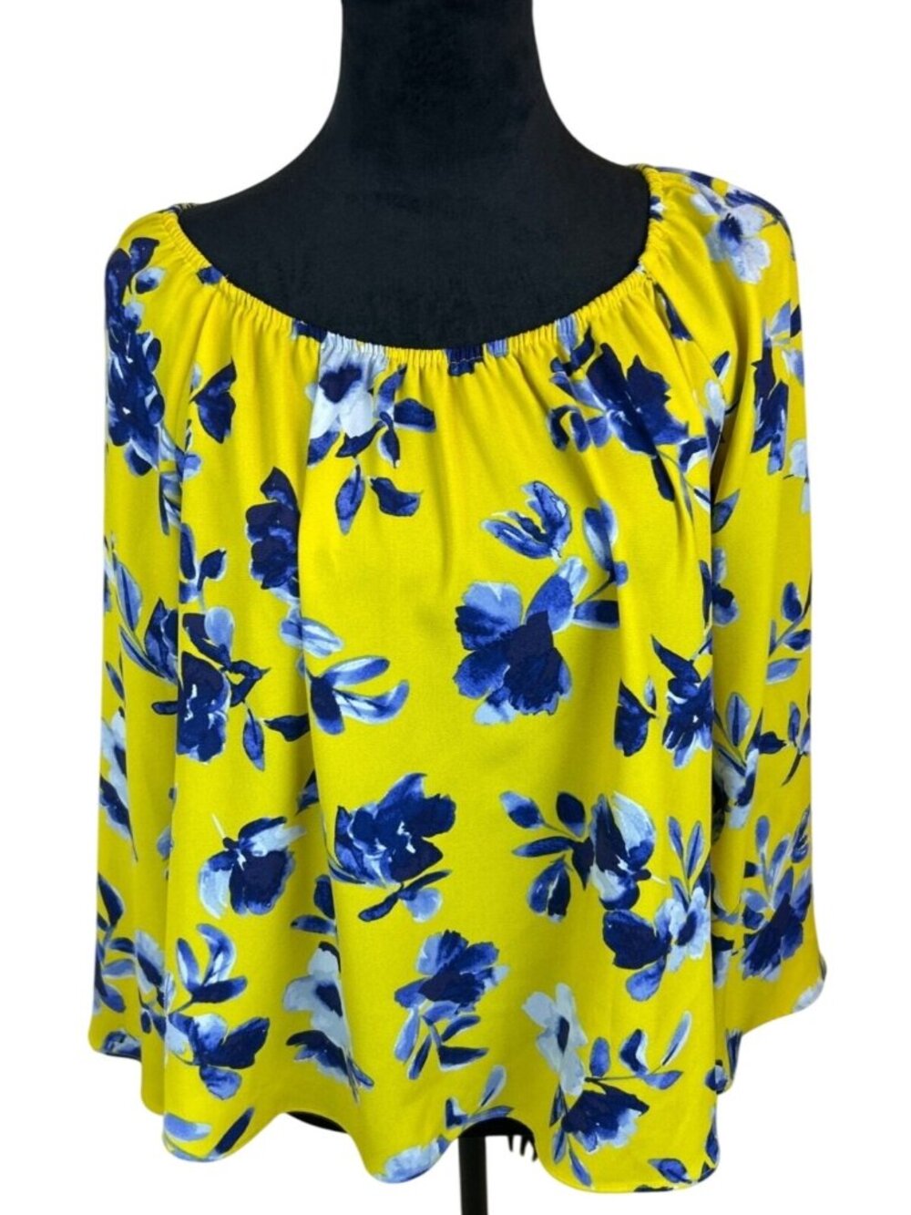 NWT Elizabeth and James Floral Blouse Off shoulder Sz XS Yellow Boxy Flowy Chic